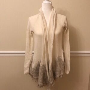 Anthropologie Moth Women’s Cardigan Sweater Off White and Tan Size Medium EUC